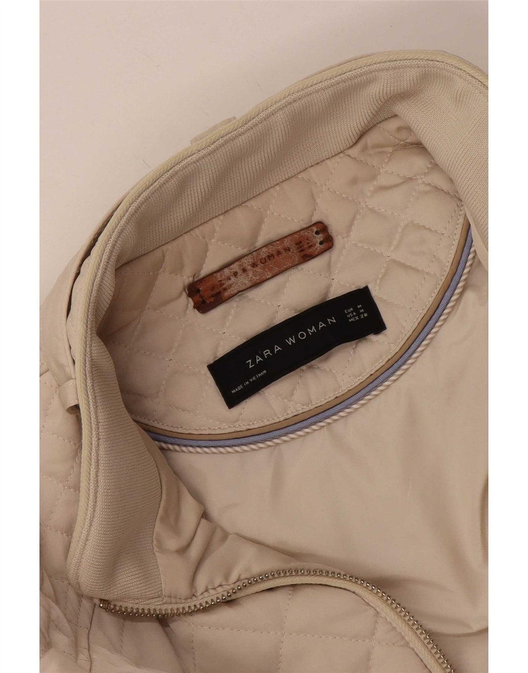 Giacca trapuntata da donna Zara UK 12 media bianco sporco