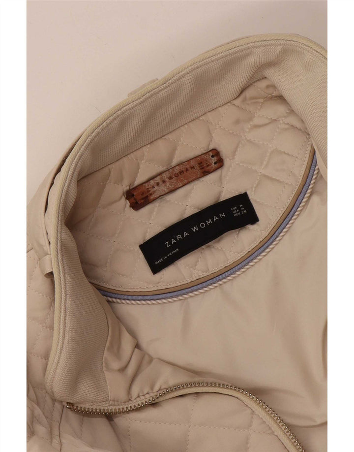 Giacca trapuntata da donna Zara UK 12 media bianco sporco