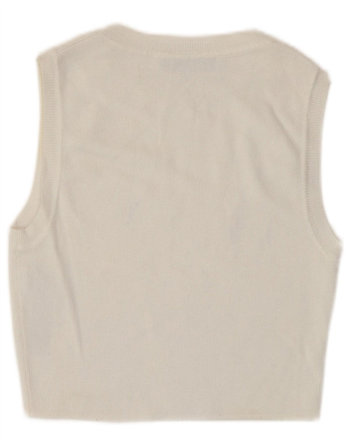 Top corto senza maniche da donna Zara UK 12 viscosa bianca media