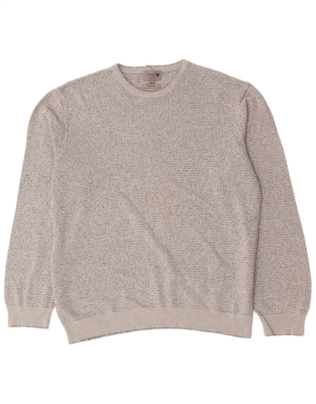 Maglione maglione girocollo da uomo Marks & Spencer XL cotone chiazzato grigio