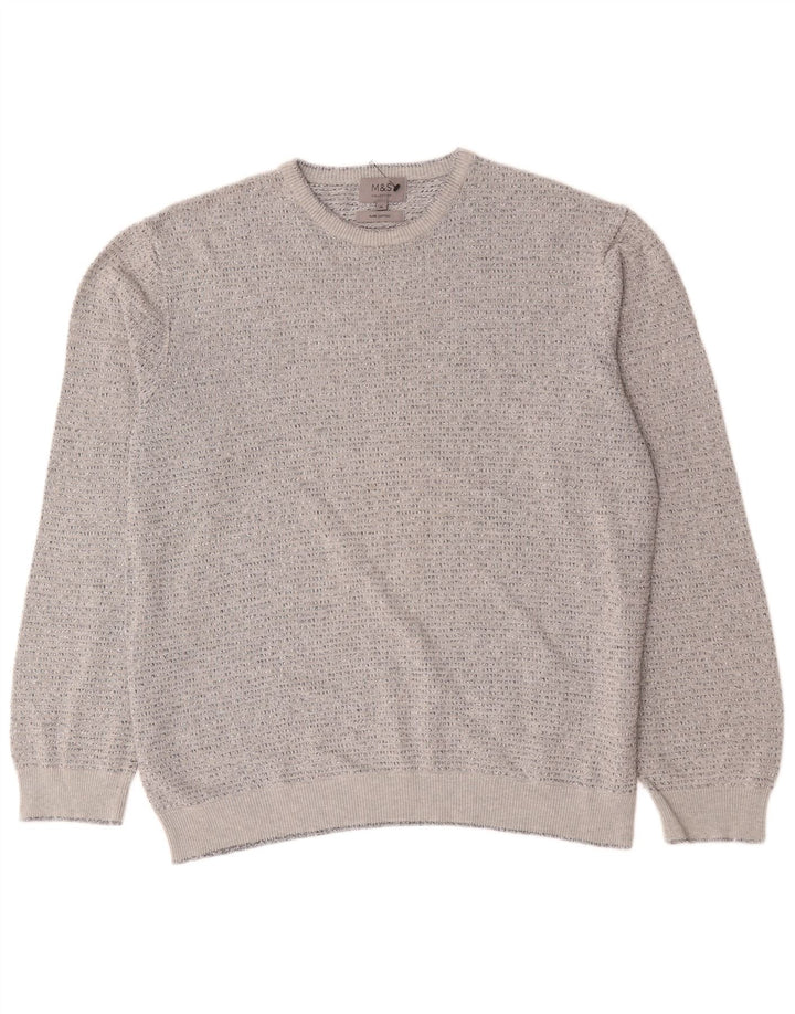 Maglione maglione girocollo da uomo Marks & Spencer XL cotone chiazzato grigio