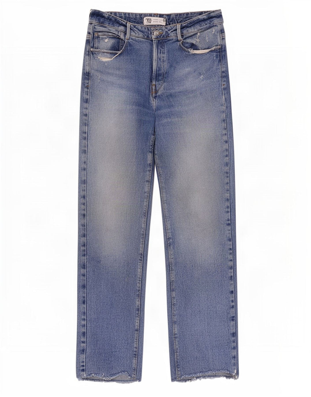 Jeans dritti effetto invecchiato da donna Zara EU 40 medio W30 L32 cotone blu