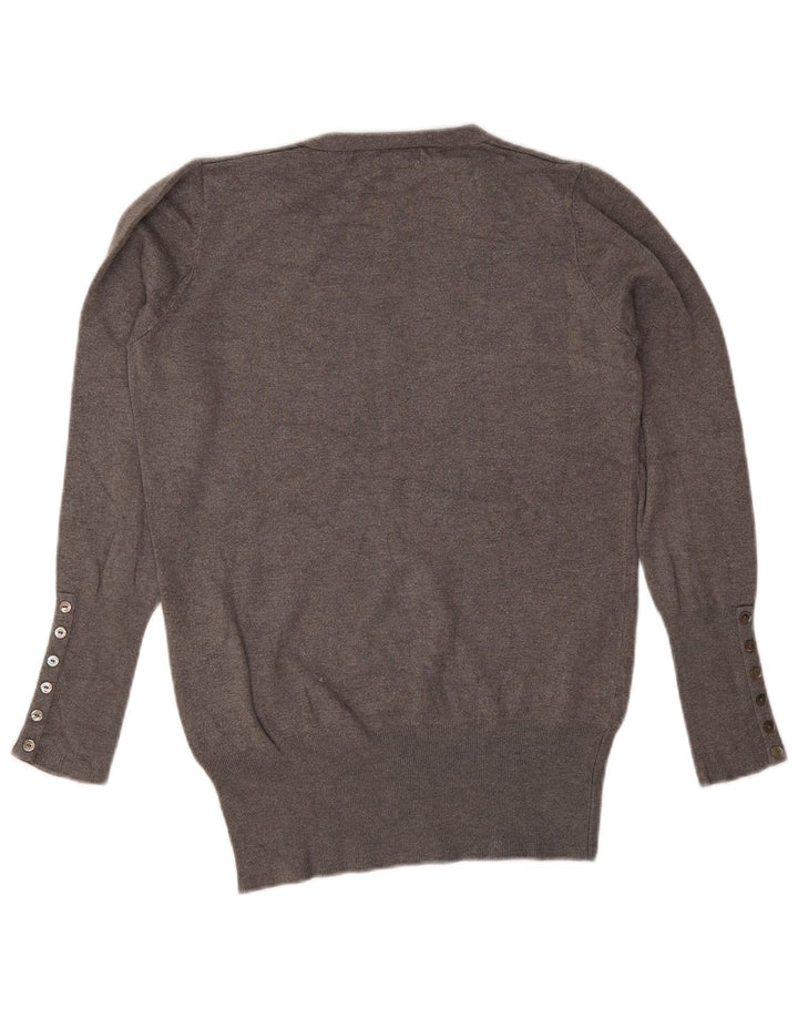 Maglione Zara da donna con scollo a V UK 16 Large Rayon grigio