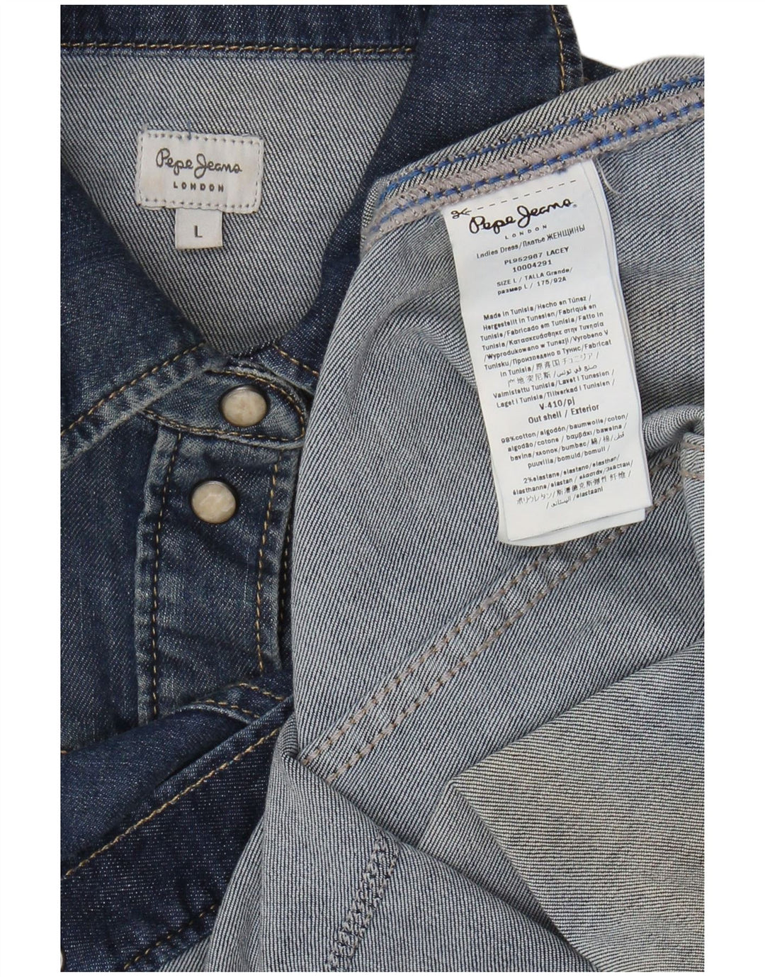 PEPE JEANS Abito in denim da donna UK 14 Grande cotone blu