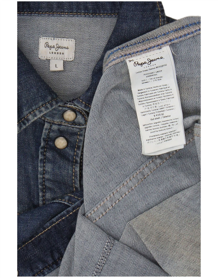 PEPE JEANS Abito in denim da donna UK 14 Grande cotone blu