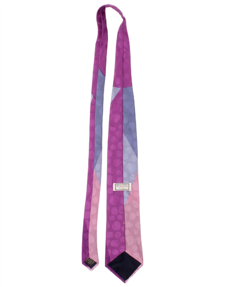 Versus By Gianni Versace Cravatta da uomo Taglia unica Viola Colorblock Seta Designer
