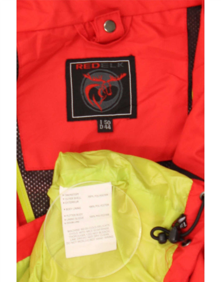 Giacca antipioggia vintage da uomo con cappuccio IT 50 Large in poliestere color block rosso