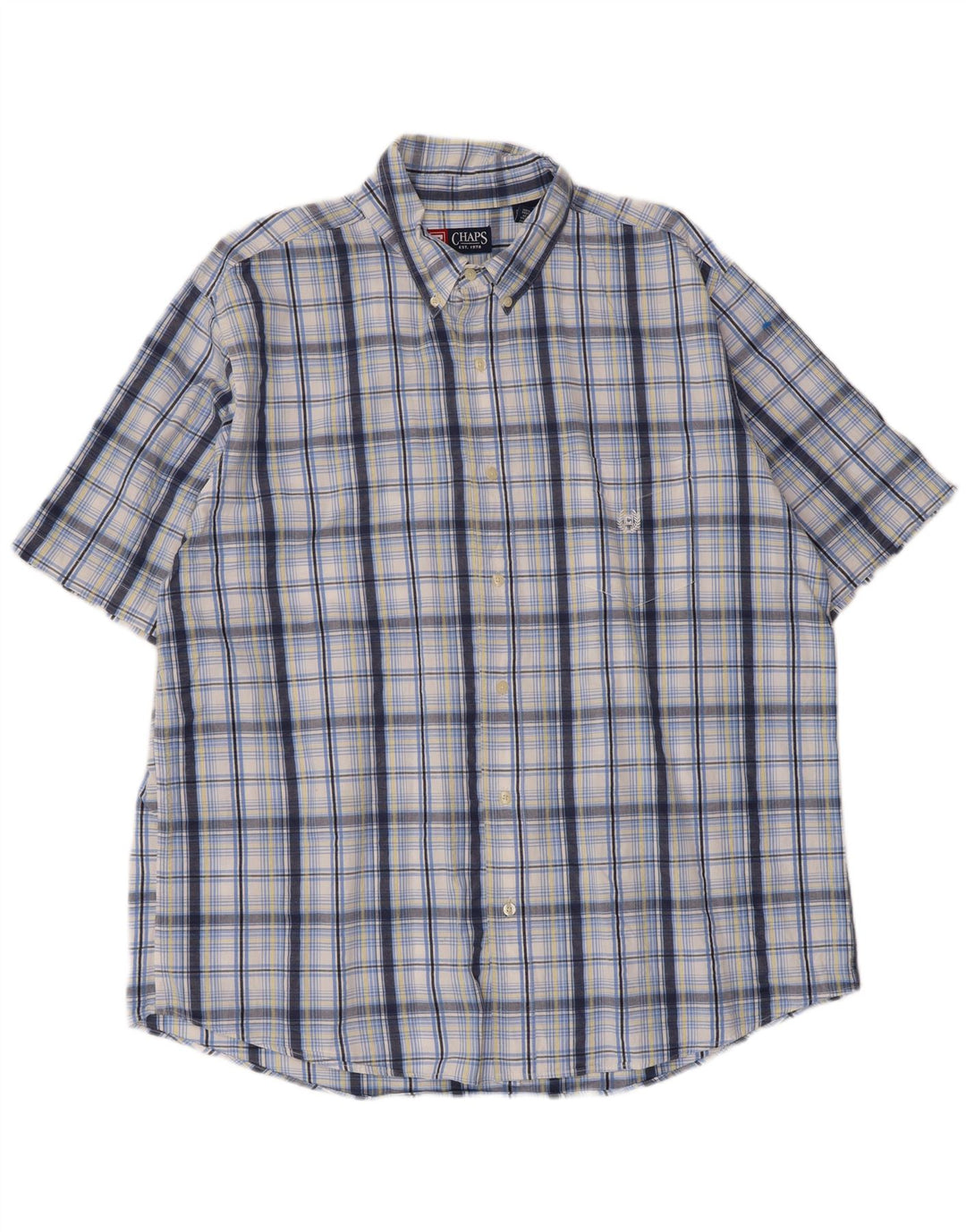 Camicia a maniche corte da uomo Chaps XL in cotone a quadri blu