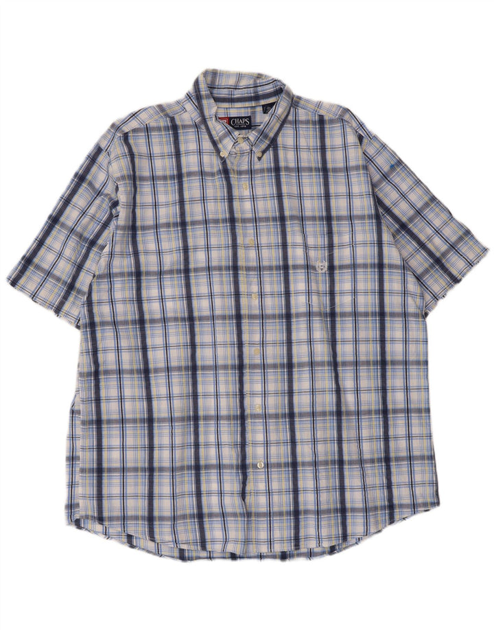 Camicia a maniche corte da uomo Chaps XL in cotone a quadri blu