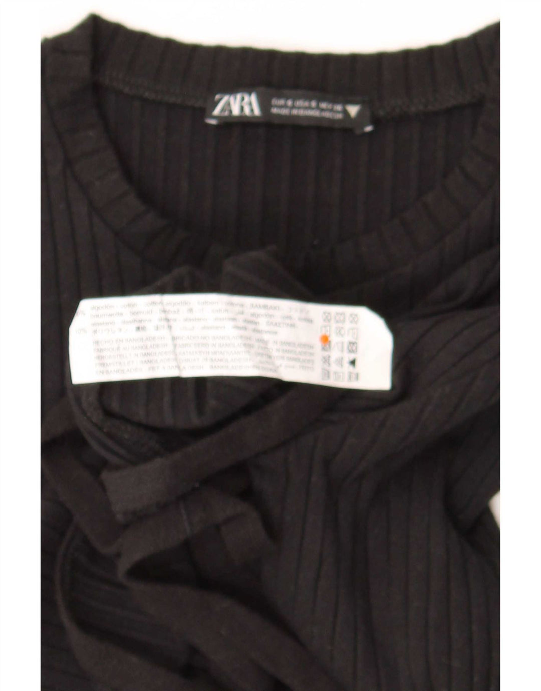 Top corto da donna Zara a maniche lunghe UK 8 piccolo in cotone nero