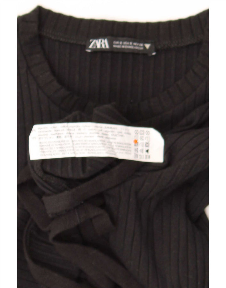 Top corto da donna Zara a maniche lunghe UK 8 piccolo in cotone nero