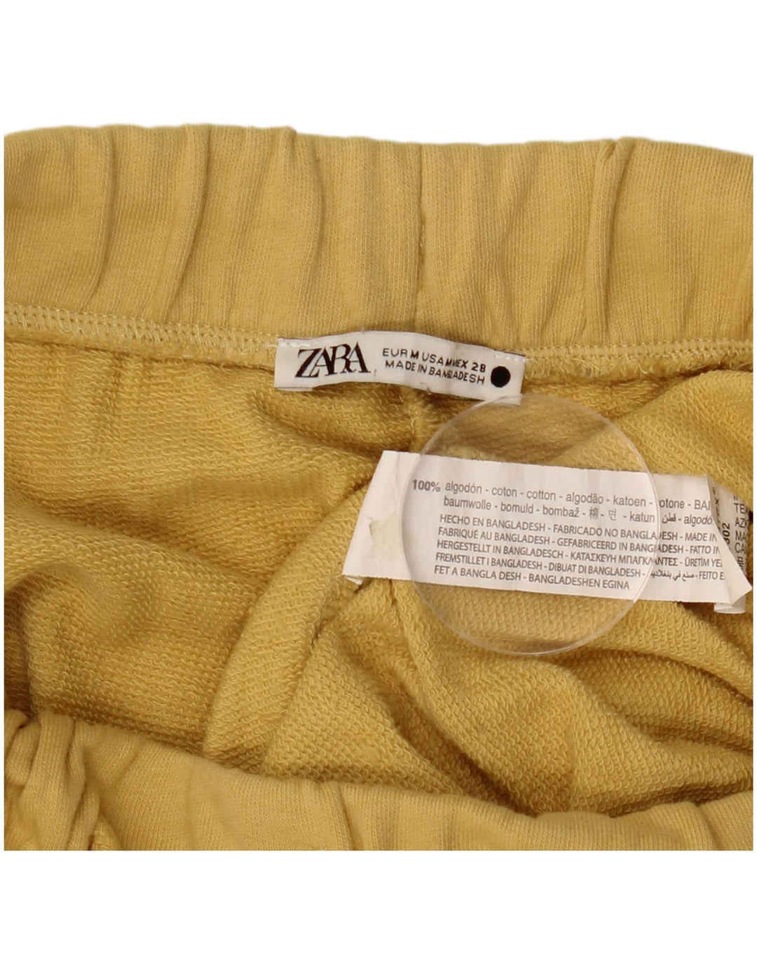 ZARA Pantaloni da Tuta da Donna Joggers UK 12 Medio Giallo Cotone