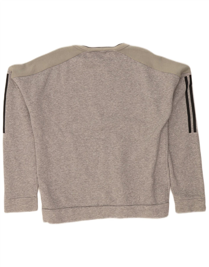 Felpa da uomo Adidas maglione piccolo grigio color block in cotone