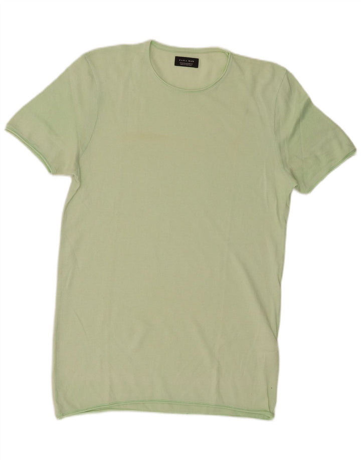 T-shirt Zara da uomo Top in cotone verde medio