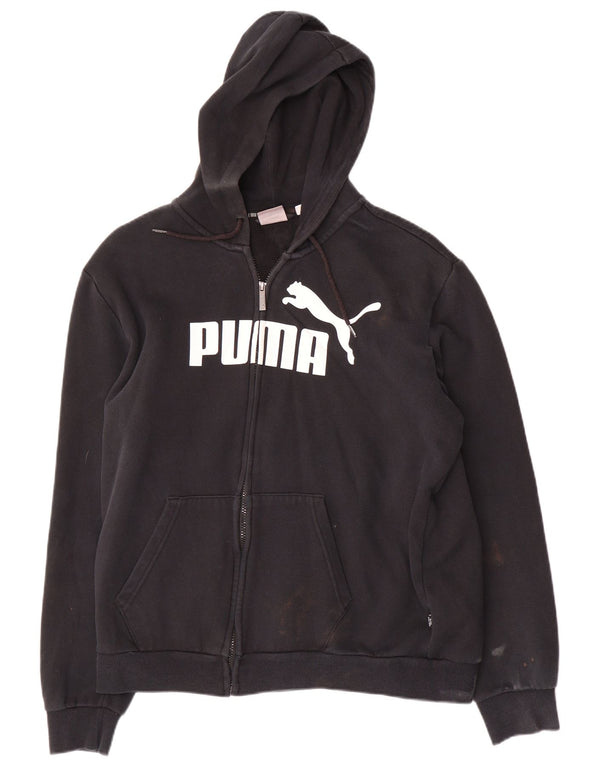 Felpa con cappuccio e zip grafica da uomo Puma grande in cotone nero