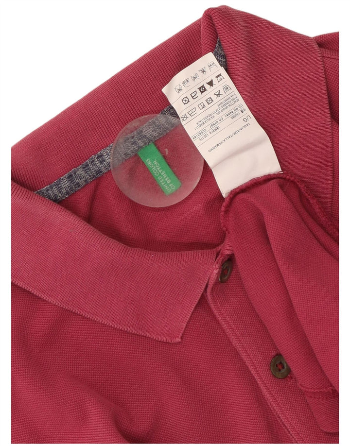 Polo Uomo Benetton Large Rosa In Cotone