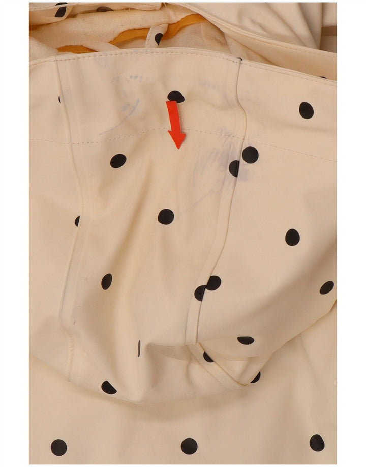 JOULES Impermeabile con cappuccio da donna UK 12 Medio poliestere a pois bianco sporco