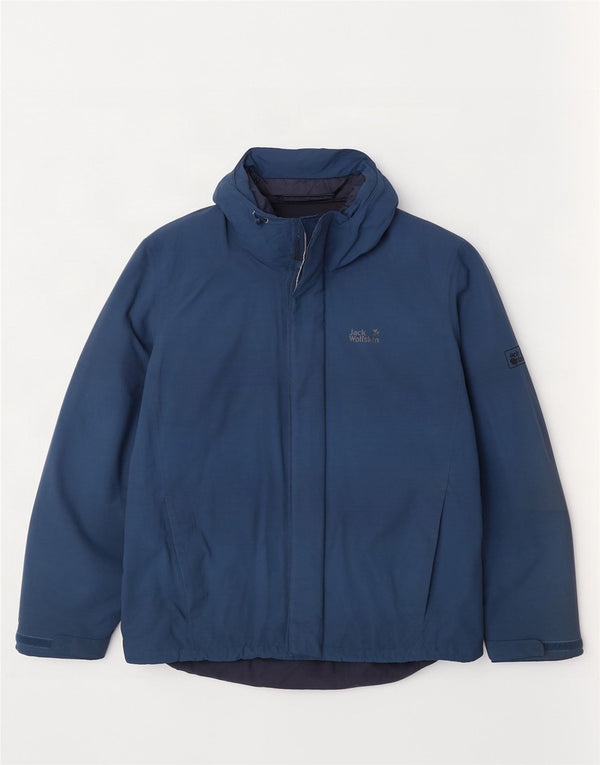 Giacca a vento con cappuccio da uomo Jack Wolfskin UK 40/42 Large Blu Navy