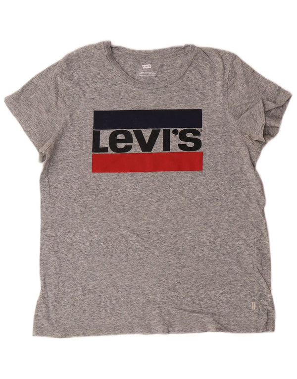 T-shirt grafica da donna Levi's Top UK 14 Grigio medio chiazzato