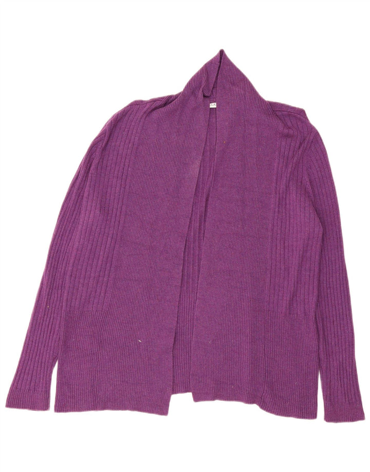 Maglione cardigan aperto da donna Marks & Spencer UK 14 Viscosa viola medio
