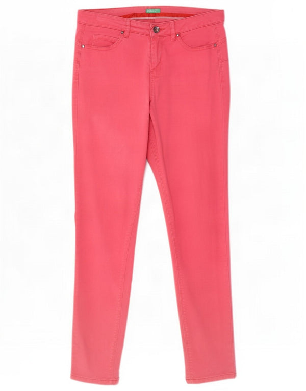 Benetton Pantaloni skinny casual da donna UK 6 XS W28 L28 Rosa Viscosa