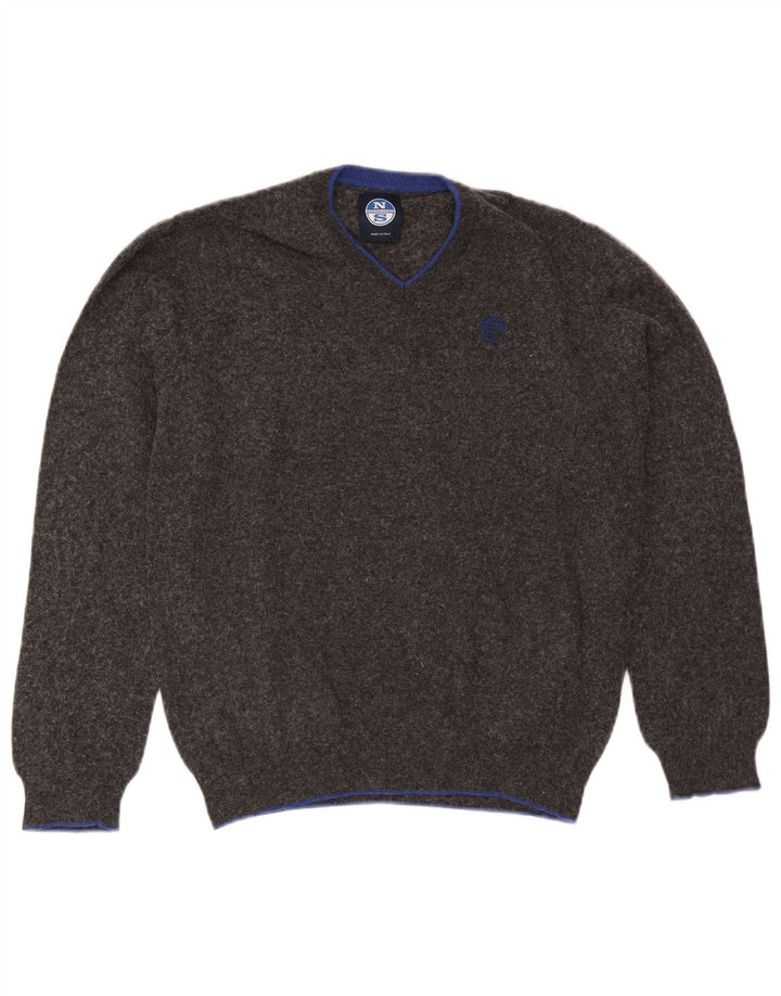 Maglione North Sails da uomo con scollo a V grigio medio in poliammide