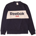 REEBOK Mens Graphic Sweatshirt Jumper Small Navy Blue Colourblock Cotton