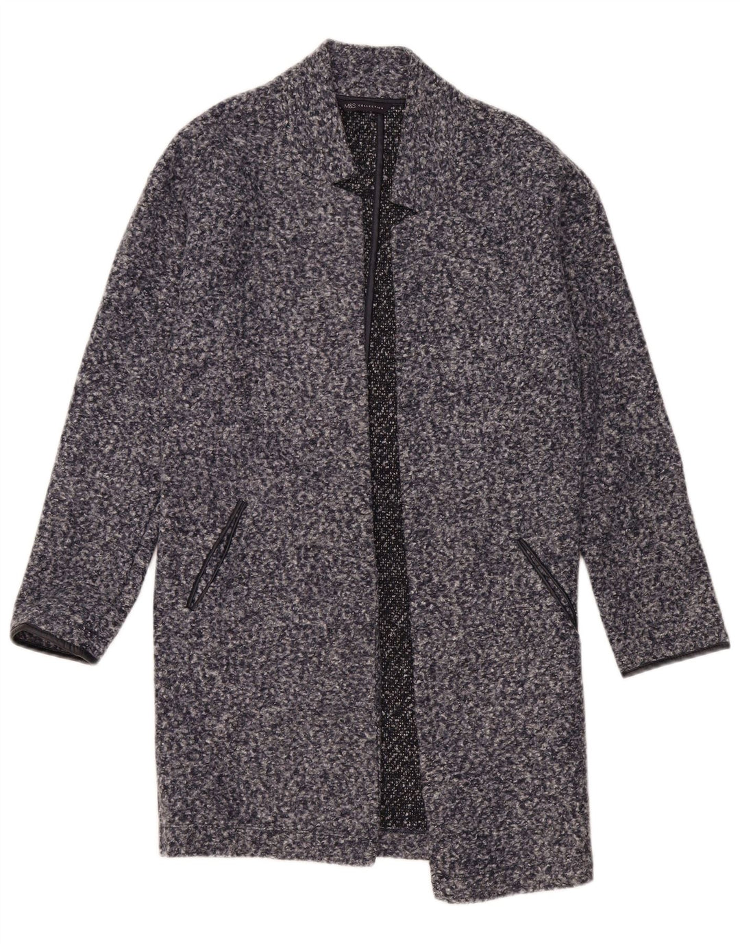 Soprabito aperto da donna Marks & Spencer UK 8 piccolo poliestere screziato blu navy