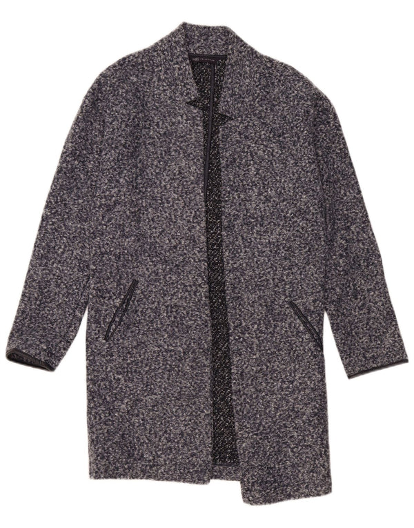 Soprabito aperto da donna Marks & Spencer UK 8 piccolo poliestere screziato blu navy