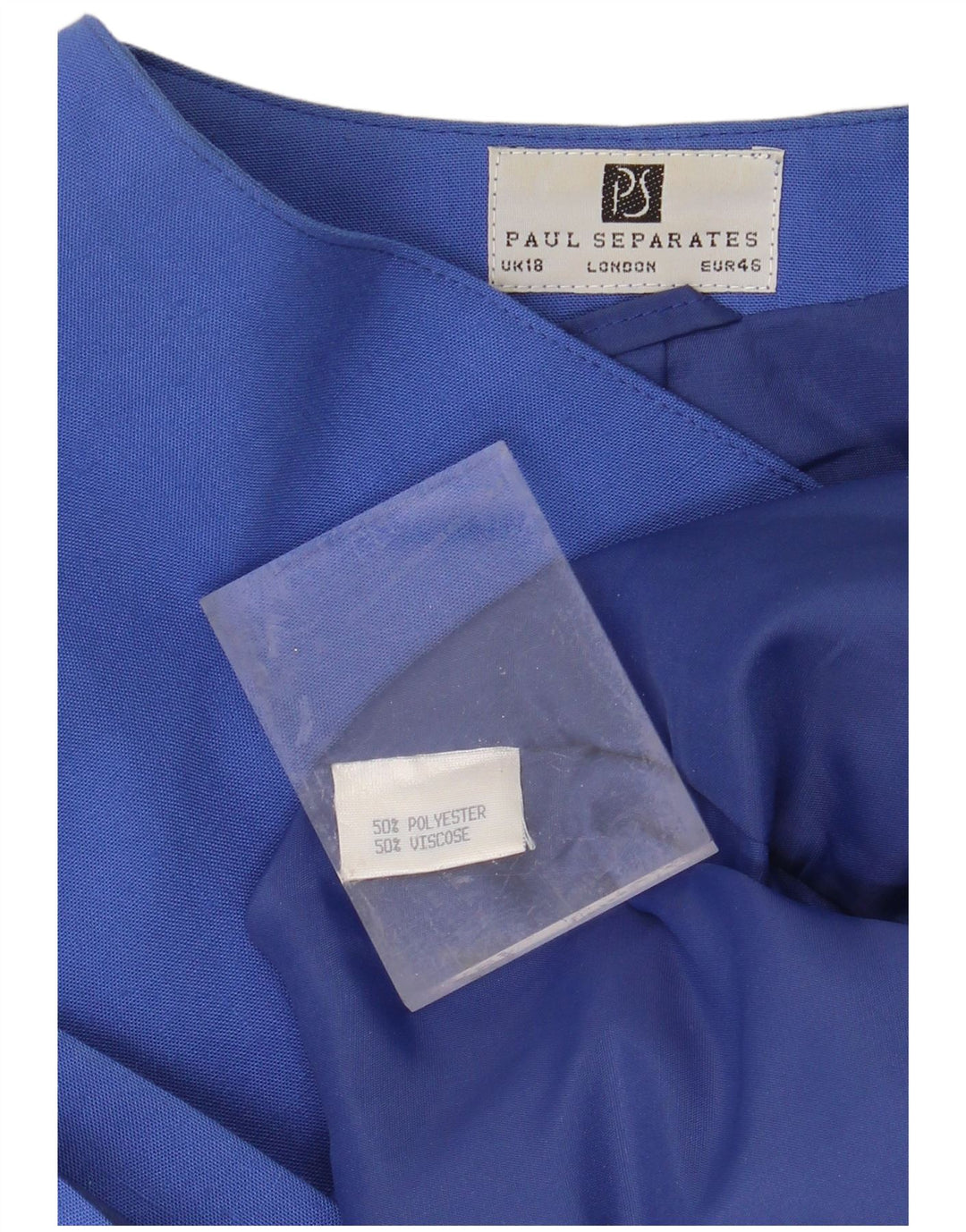 PAUL SEPARATES Womens 1 Button Short Sleeve Blazer Jacket UK 18 XL Blue