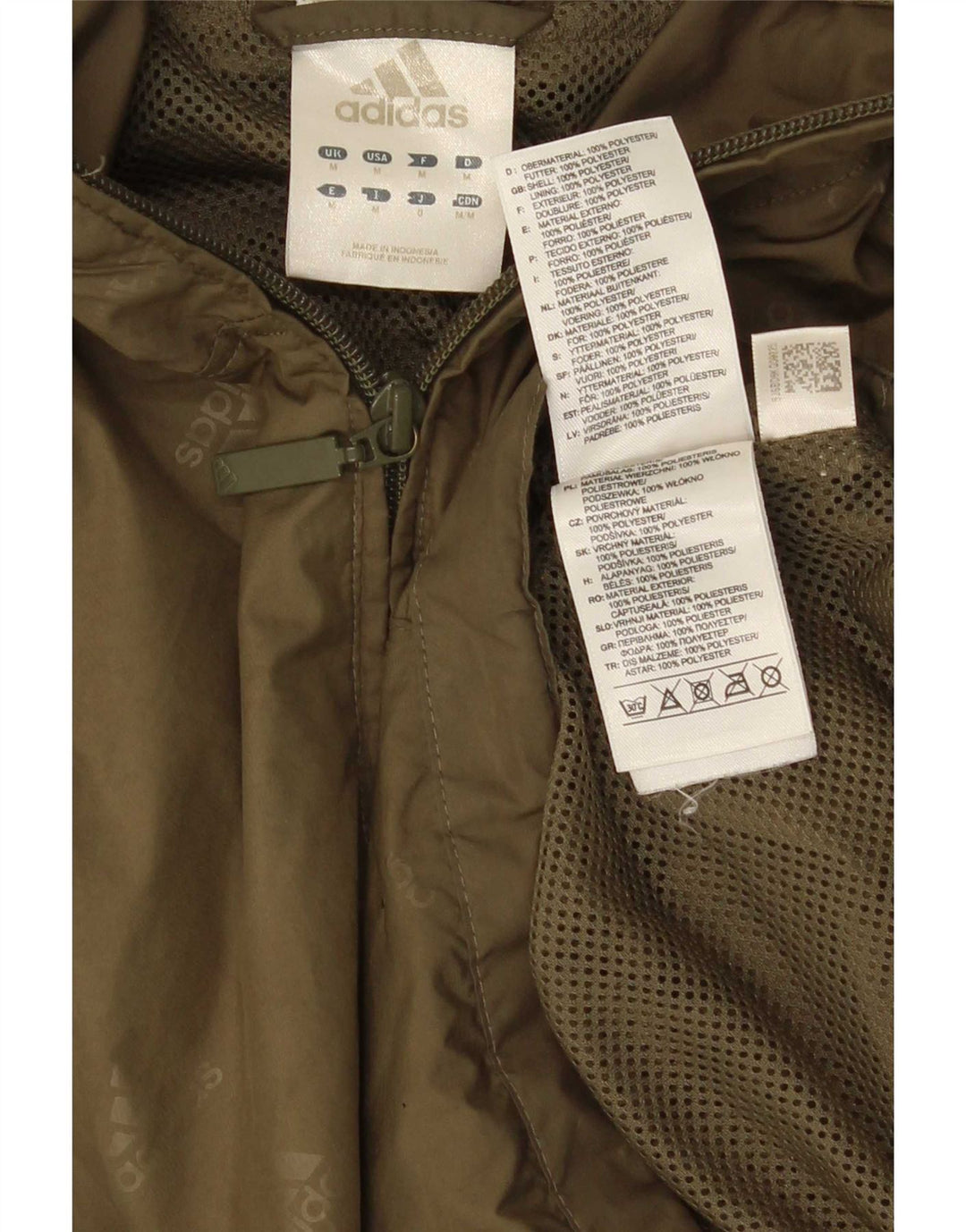 Giacca anorak grafica da uomo con cappuccio Adidas UK 38 Medium Khaki Spotted