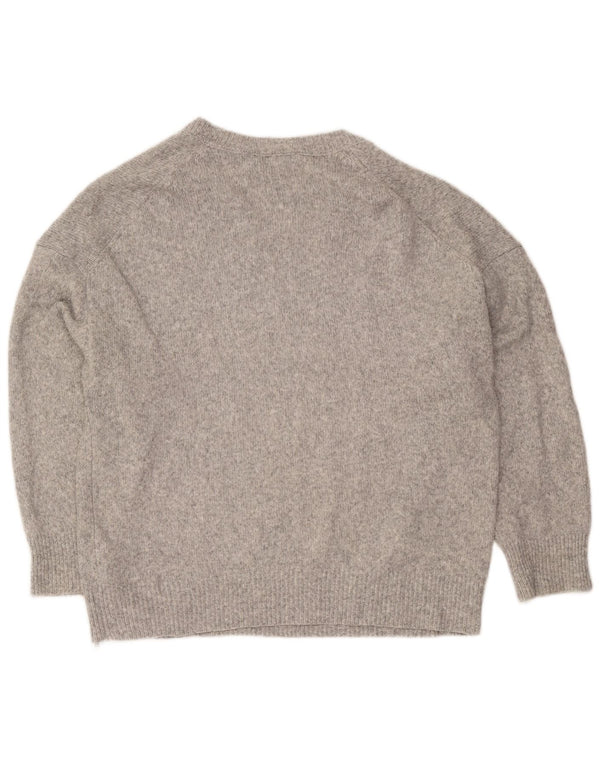Maglione Zara da donna con scollo a V UK 16 Grande acrilico chiazzato grigio