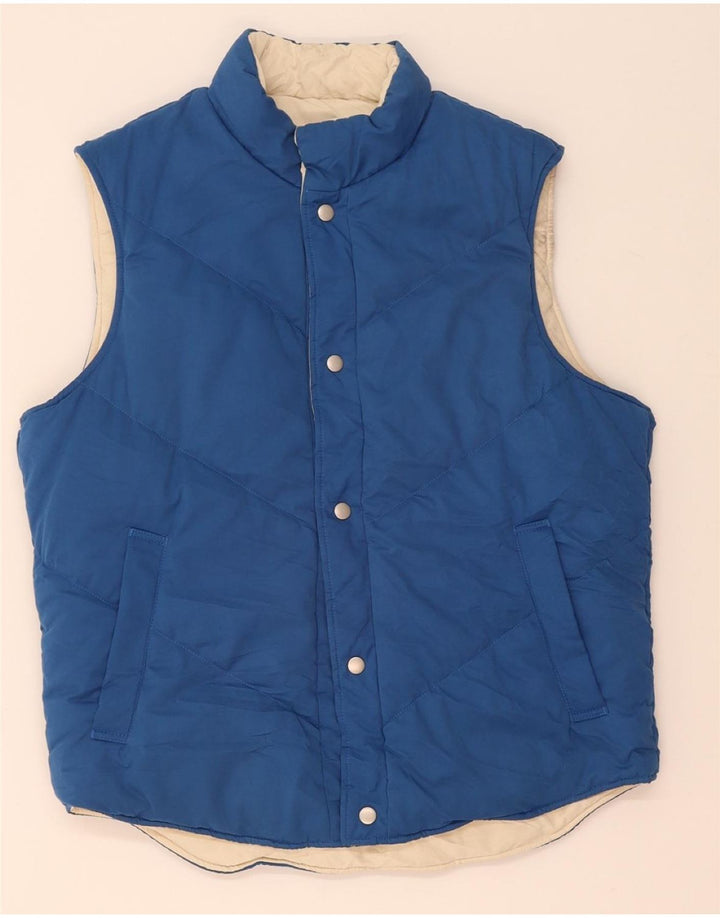 ZARA Mens Padded Reversible Gilet UK 38 Medium Blue Colourblock Polyester