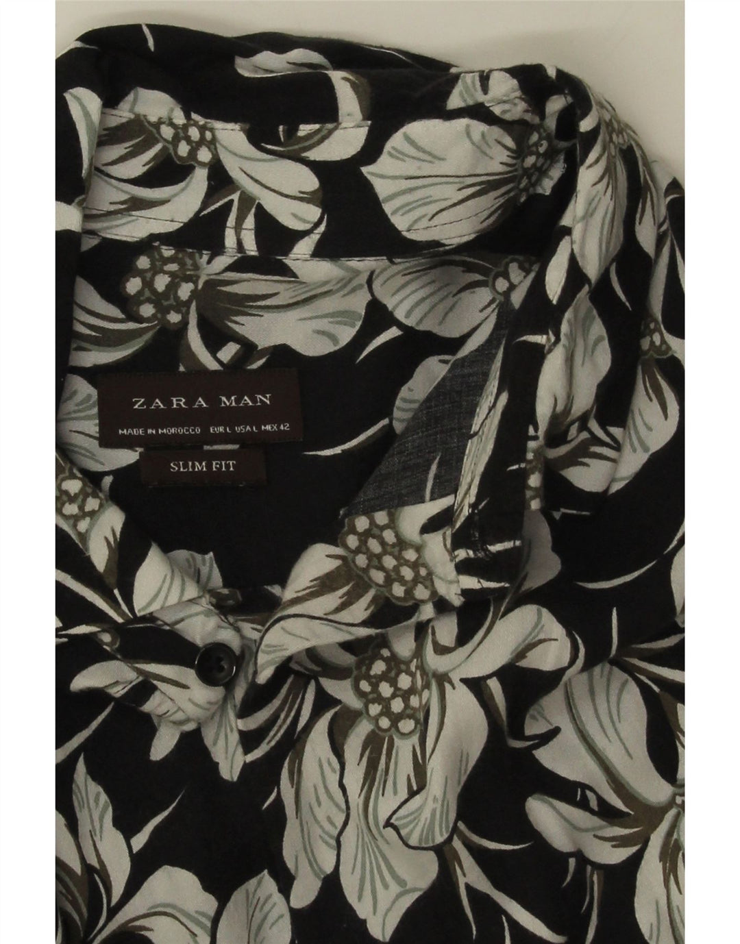 Camicia Zara da uomo slim fit grande nera floreale