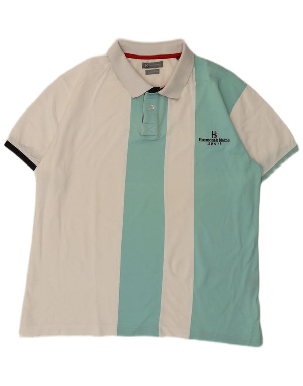 Polo Harmont & Blaine da uomo vestibilità regolare 3XL cotone color block bianco