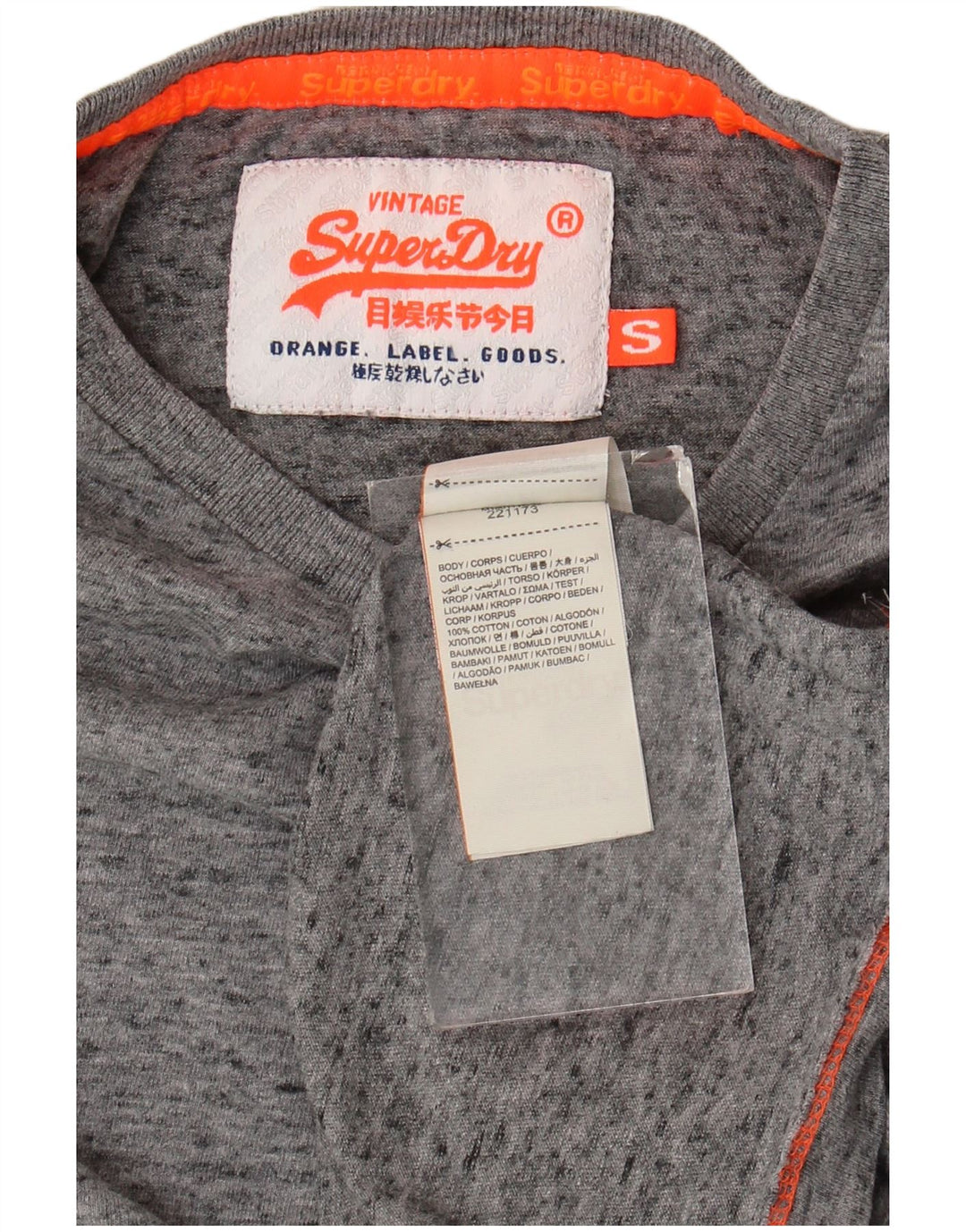 T-shirt da uomo Superdry Top Small in cotone chiazzato grigio