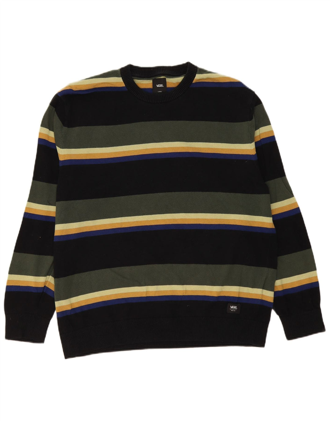 Maglione maglione girocollo da uomo di Vans, cotone a righe grandi multicolori