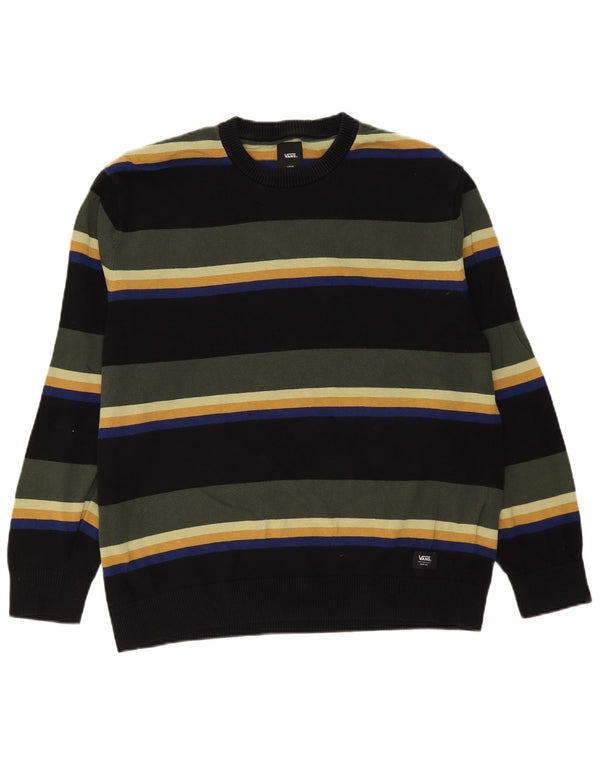 Maglione maglione girocollo da uomo di Vans, cotone a righe grandi multicolori