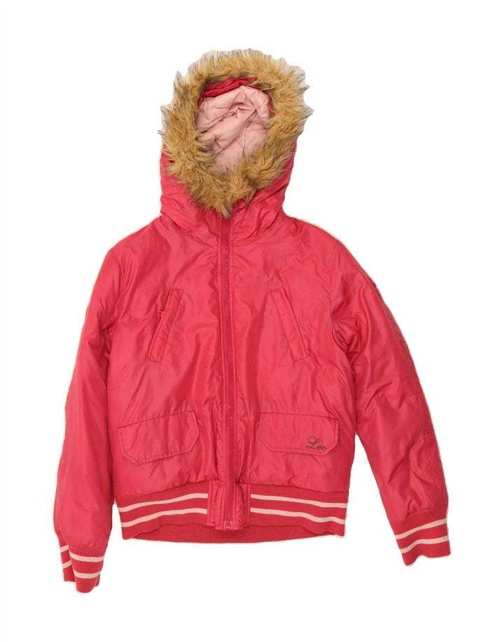 LEE Womens Hooded Padded Jacket UK 16 Large Pink Vintage Lee and Second-Hand Lee from Messina Hembry 
