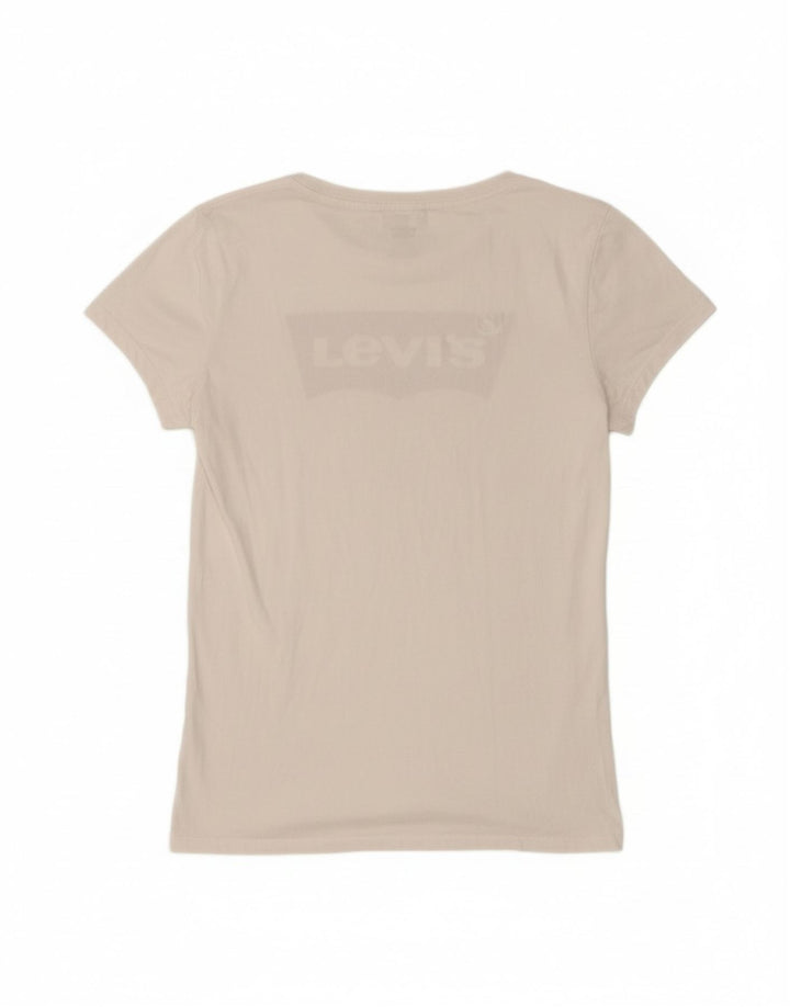 LEVI'S Womens Graphic T-Shirt Top UK 12 Medium White Vintage Levi's and Second-Hand Levi's from Messina Hembry 