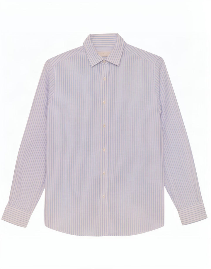 Camicia Uomo Massimo Dutti Grande Lino Gessato Blu
