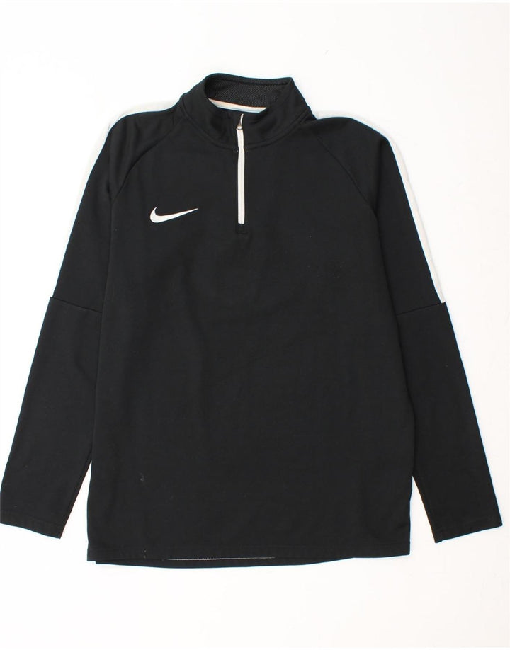 NIKE Mens Dri Fit Zip Neck Pullover Tracksuit Top Medium Black Colourblock