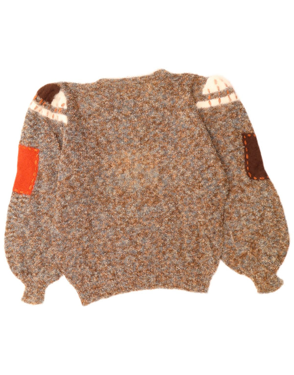 Vintage Womens Boat Neck Jumper Sweater UK 12 Medium Brown Flecked