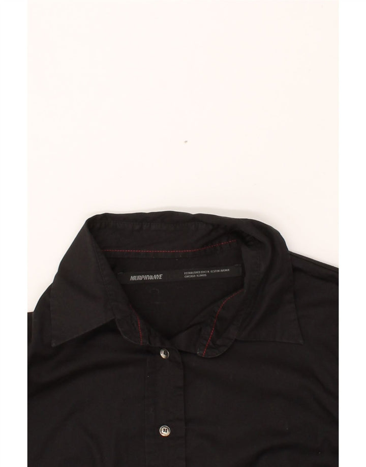MURPHY & NYE Womens Shirt UK 14 Large Black Cotton Vintage Murphy & Nye and Second-Hand Murphy & Nye from Messina Hembry 
