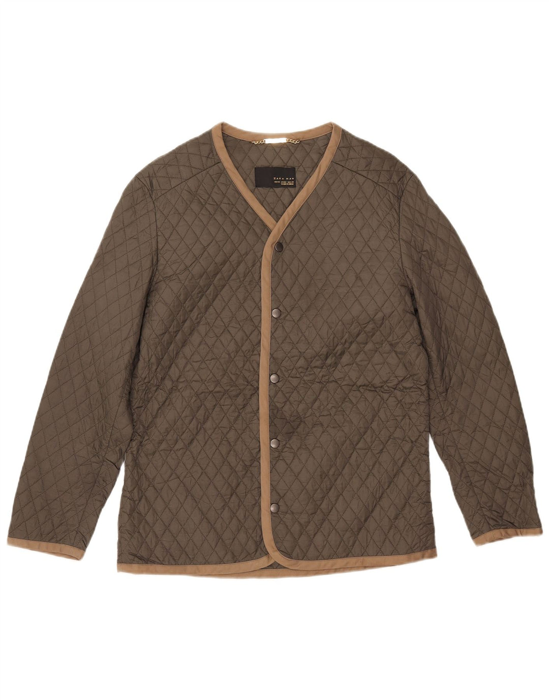 Giacca trapuntata da uomo Zara UK 38 nylon kaki medio