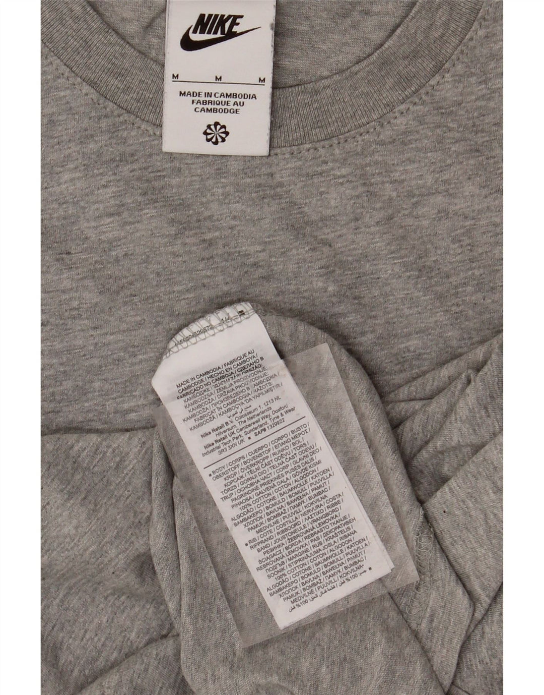 NIKE Mens Graphic T-Shirt Top Medium Grey Flecked Cotton