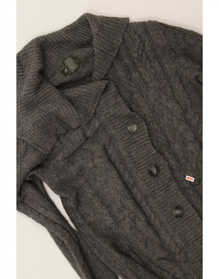 EDDIE BAUER Womens Longline Cardigan Sweater UK 12 Medium Grey Nylon Vintage Eddie Bauer and Second-Hand Eddie Bauer from Messina Hembry 