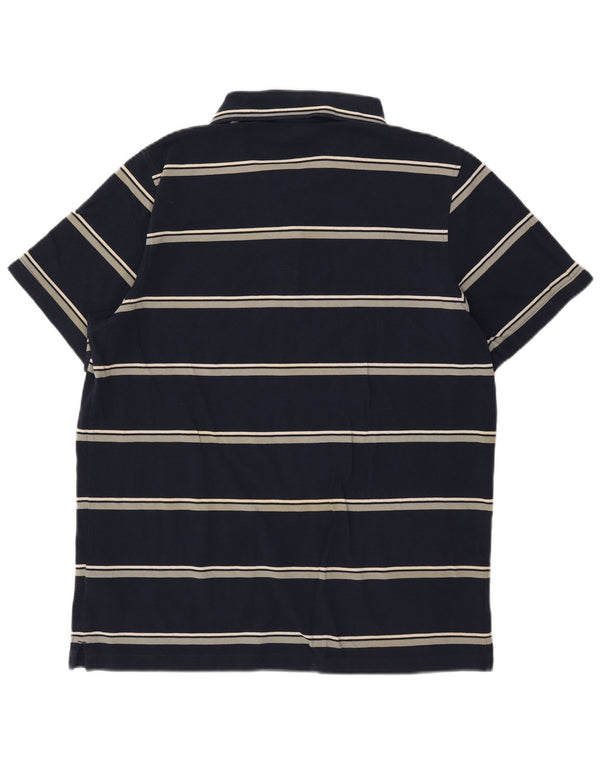 Polo Reebok da uomo grande in cotone a righe blu navy