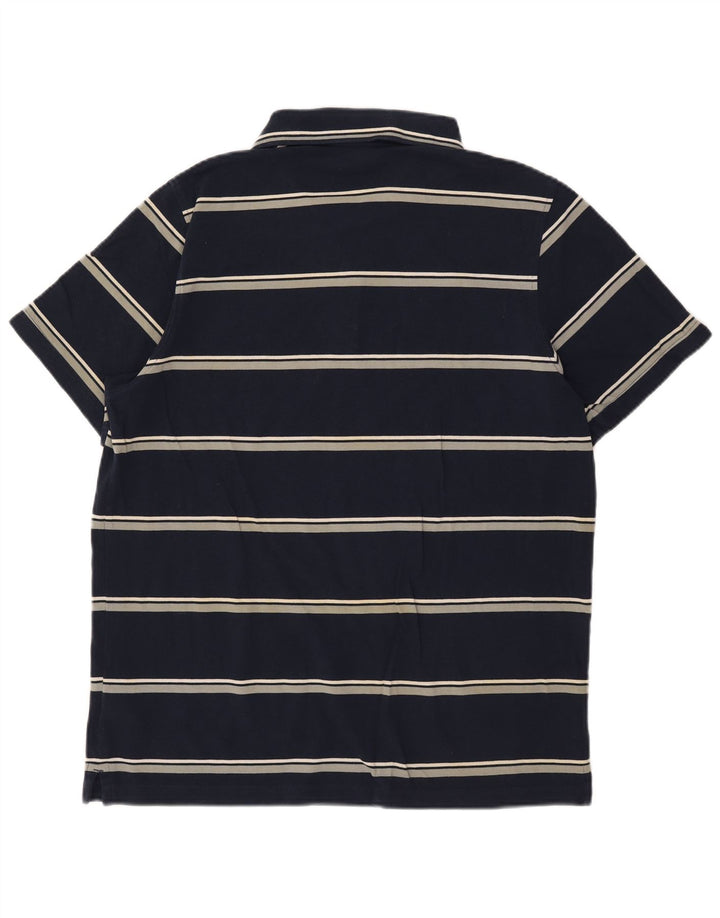 Polo Reebok da uomo grande in cotone a righe blu navy