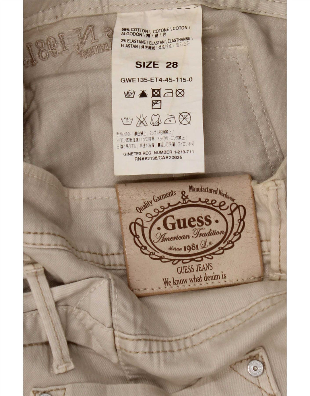 Gonna cargo in denim da donna Guess W28 in cotone beige medio